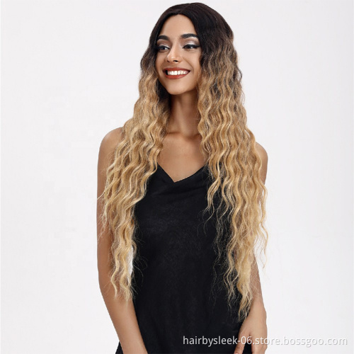 Water Wave 31inch Long Wavy Wig Noble Golden Blonde 360 lace frontal Gianna Lace Front Wig Synthetic hair wigs For Black Women